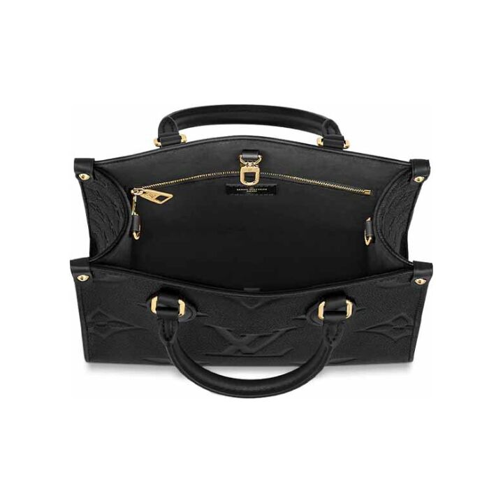 LOUIS VUITTON ONTHEGO 老花压纹 牛皮 托特包Tote包购物袋单肩斜挎手提包 小号 女款 黑色