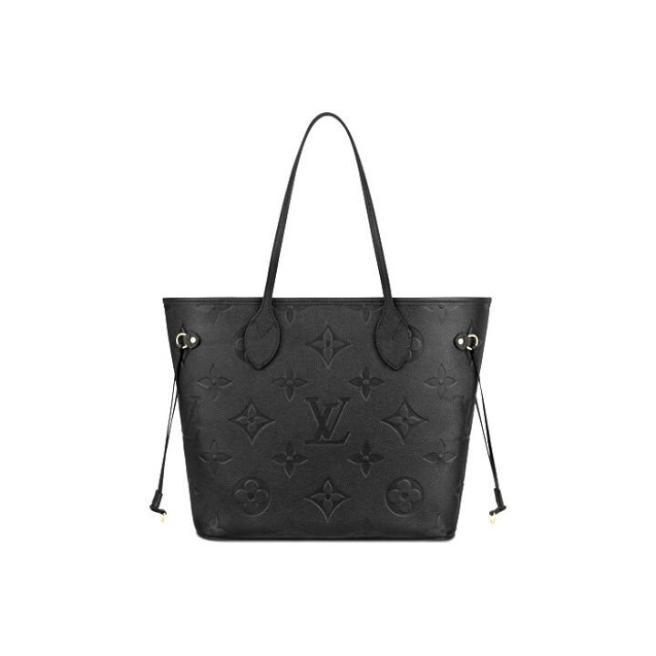 LOUIS VUITTON NEVERFULL MM Empreinte老花 牛皮软压纹皮革 托特包Tote包购物袋子母包手提单肩包 中号 女款 黑色