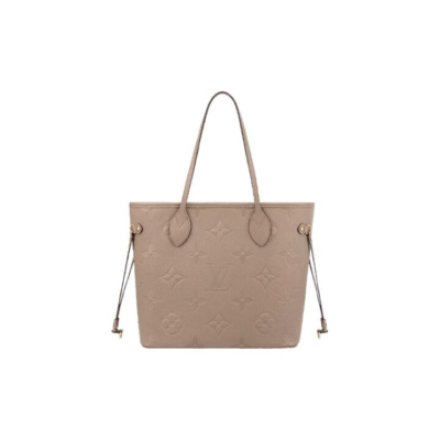 LOUIS VUITTON NEVERFULL 老花 压纹牛皮革 托特包Tote包购物袋子母包手提单肩包 中号 女款 米色
