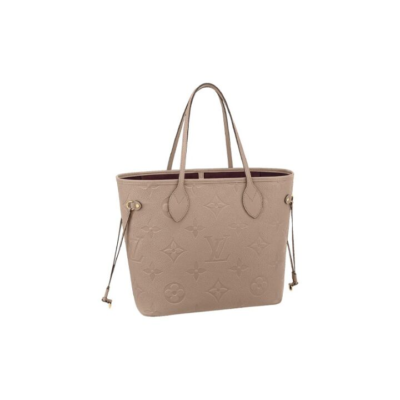 LOUIS VUITTON NEVERFULL 老花 压纹牛皮革 托特包Tote包购物袋子母包手提单肩包 中号 女款 米色