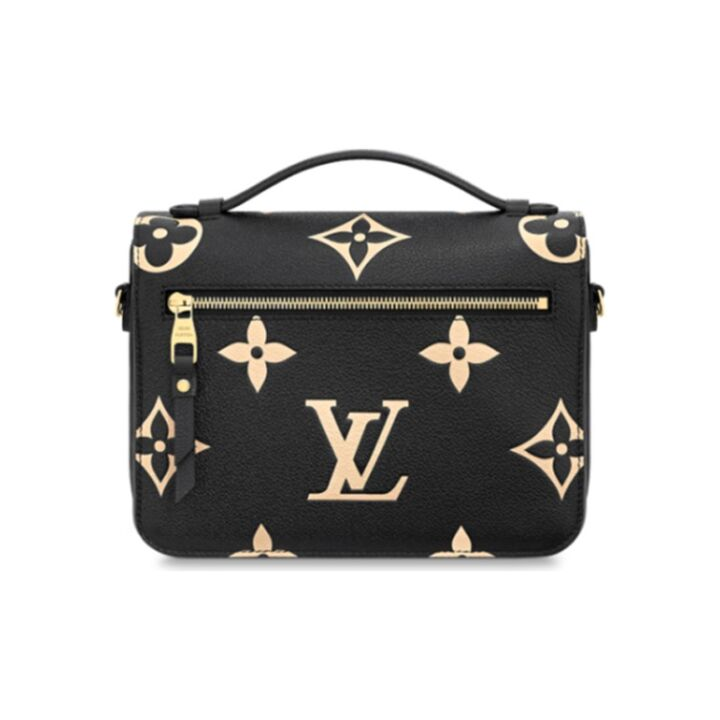 LOUIS VUITTON Pochette Metis 金色五金字母Logo 牛皮 邮差包手提包单肩包斜挎包 女款 黑色/米色