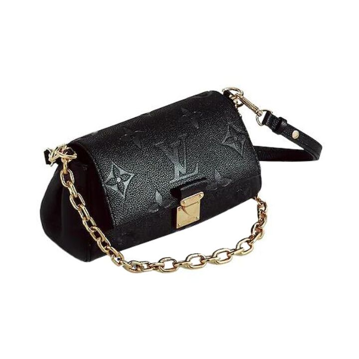 LOUIS VUITTON Favorite 经典老花压花链条 柔软粒面牛皮 腋下包单肩包 女款 黑色 ##