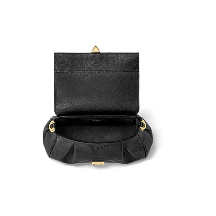 LOUIS VUITTON Favorite 经典老花压花链条 柔软粒面牛皮 腋下包单肩包 女款 黑色 ##