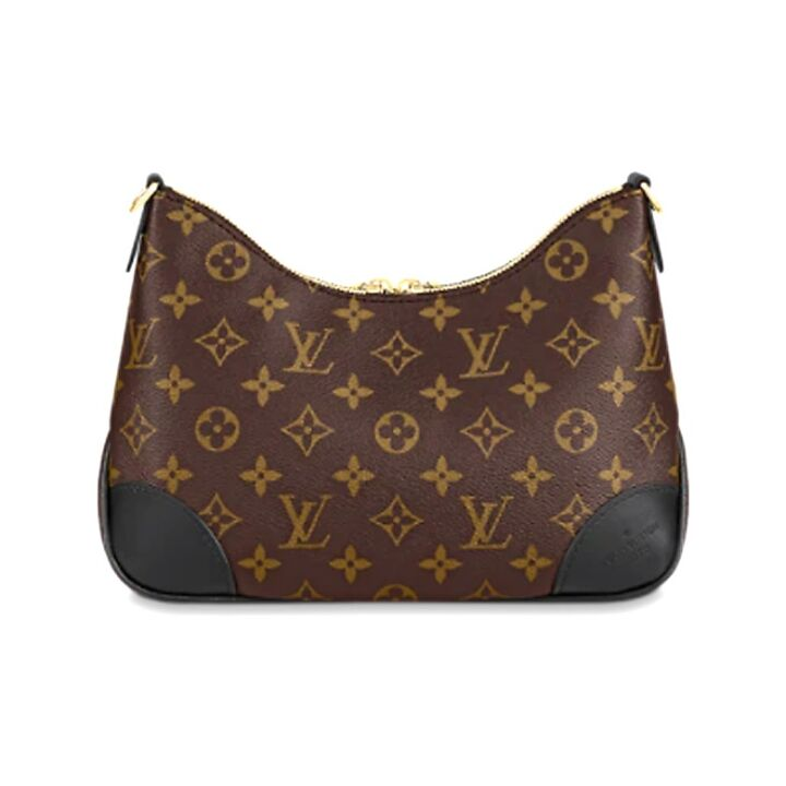 LOUIS VUITTON 经典老花可拆肩带 涂层帆布拼牛皮饰边 链条包牛角包斜挎包单肩包 女款 黑色