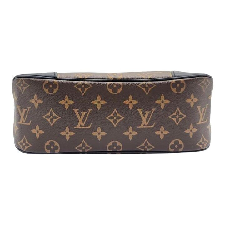 LOUIS VUITTON 经典老花可拆肩带 涂层帆布拼牛皮饰边 链条包牛角包斜挎包单肩包 女款 黑色