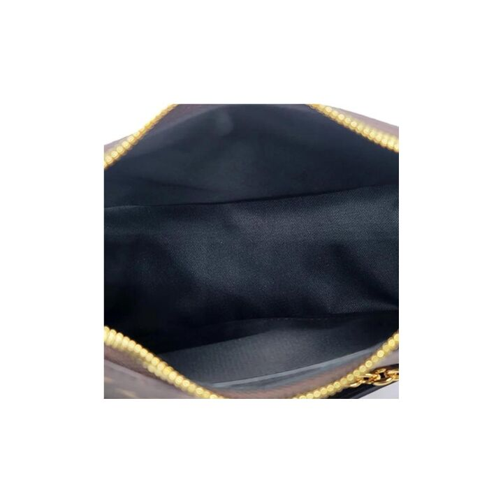 LOUIS VUITTON 经典老花可拆肩带 涂层帆布拼牛皮饰边 链条包牛角包斜挎包单肩包 女款 黑色