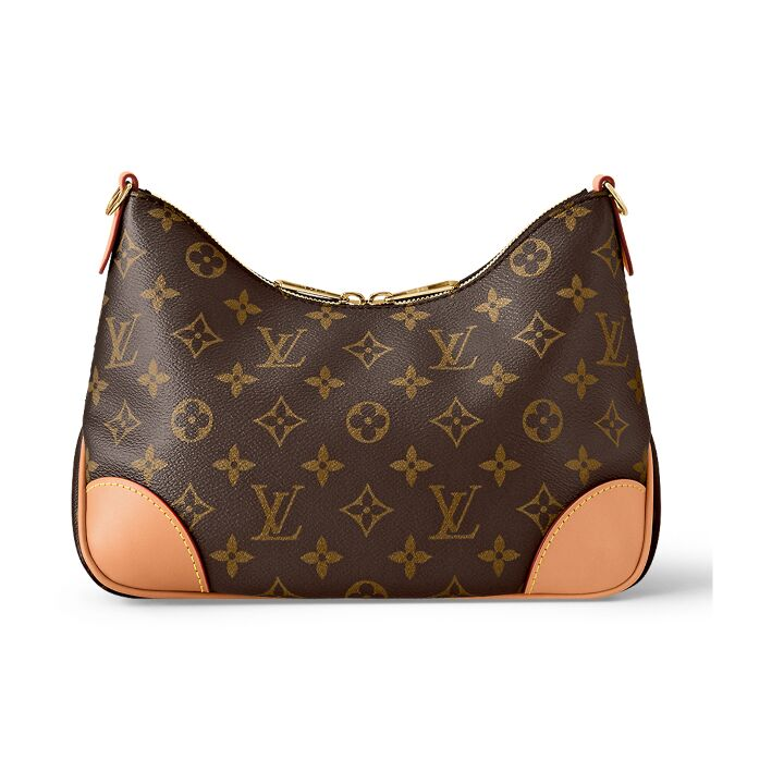 LOUIS VUITTON BOULOGNE 手袋 经典老花 涂层帆布拼牛皮革饰边 链条包腋下包牛角包斜挎包 女款 棕色