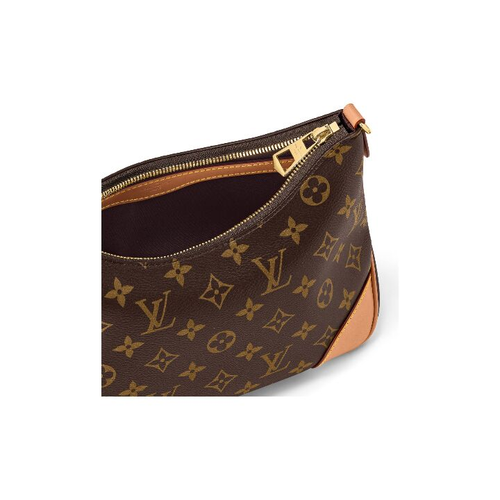 LOUIS VUITTON BOULOGNE 手袋 经典老花 涂层帆布拼牛皮革饰边 链条包腋下包牛角包斜挎包 女款 棕色
