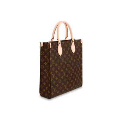 LOUIS VUITTON Sac Plat PM 经典老花 帆布涂层拼牛皮革饰边 手提单肩斜挎包 中号 女款 深棕色