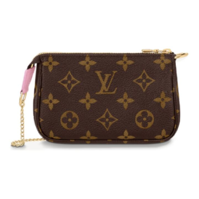 LOUIS VUITTON Pochette Accessories樱花猫咪印花小麻将 涂层帆布 链条包单肩手提包 迷你 女款 棕色