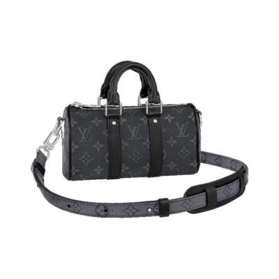 LOUIS VUITTON keepall XS 经典老花满印可调节肩带 帆布涂层拼牛皮饰边 手提包单肩包斜挎包 加小号 男女同款 黑色