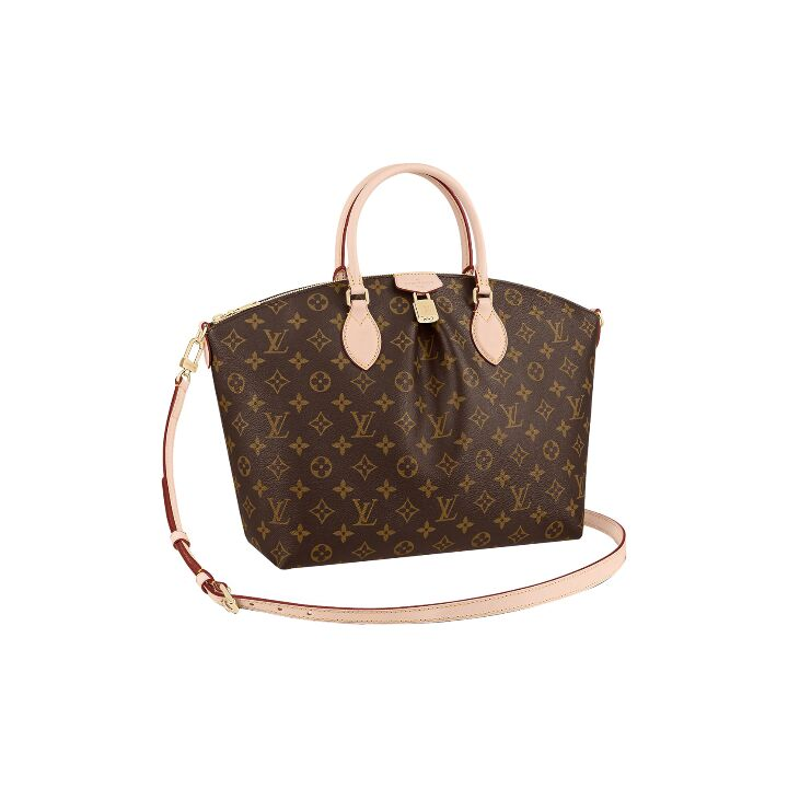 LOUIS VUITTON Boetie系列 托特包 经典老花帆布涂层 可拆卸可调节肩带 单肩斜挎手提包 中号 女款 棕色