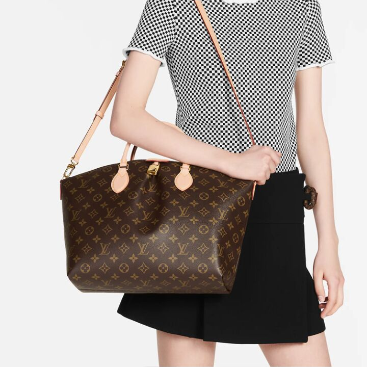 LOUIS VUITTON Boetie系列 托特包 经典老花帆布涂层 可拆卸可调节肩带 单肩斜挎手提包 中号 女款 棕色