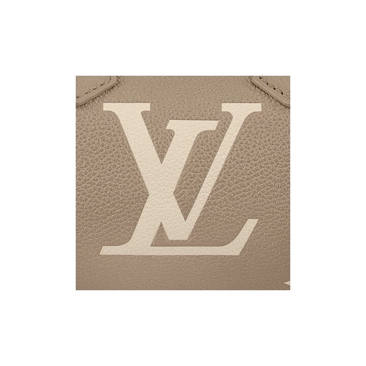 LOUIS VUITTON Papillon  超大老花图案可拆卸圆形柔软粒面 牛皮 零钱包手提斜挎包 女款 灰米色