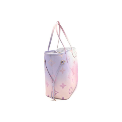 LOUIS VUITTON NEVERFULL MM经典老花图案 涂层帆布 托特包Tote包购物袋子母包单肩手提包 中号 女款 渐变渲染粉色