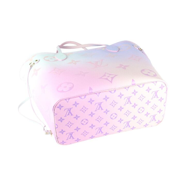 LOUIS VUITTON NEVERFULL MM经典老花图案 涂层帆布 托特包Tote包购物袋子母包单肩手提包 中号 女款 渐变渲染粉色