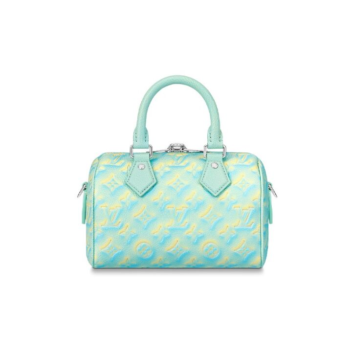 LOUIS VUITTON SpeedyBandoulière 20 可拆卸可调节肩带 喷绘和压纹牛皮 枕头包单肩手提斜挎包 女款 薄荷绿