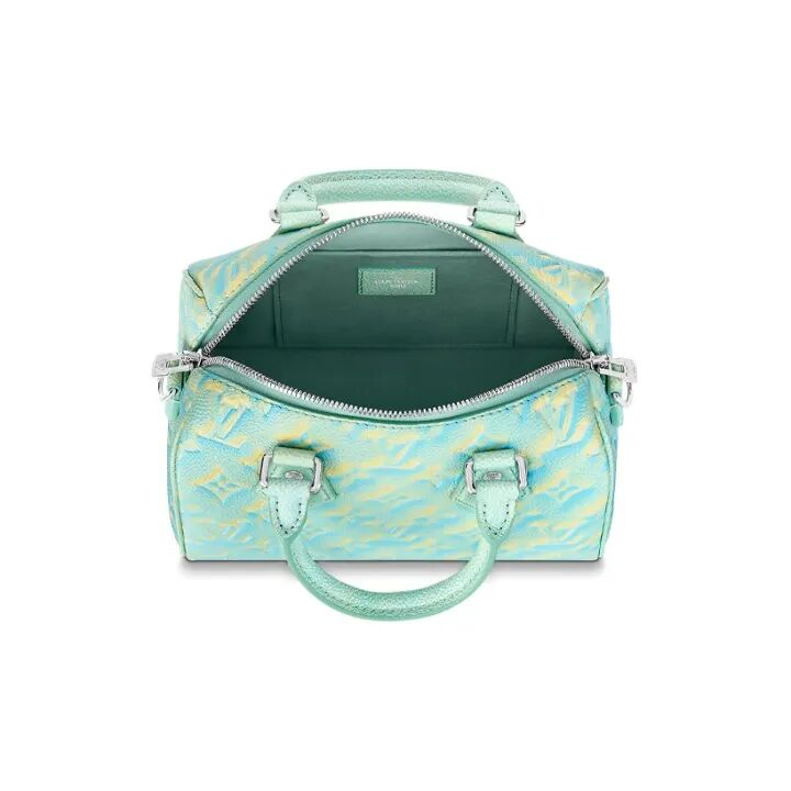LOUIS VUITTON SpeedyBandoulière 20 可拆卸可调节肩带 喷绘和压纹牛皮 枕头包单肩手提斜挎包 女款 薄荷绿