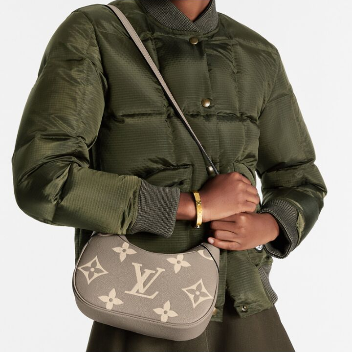 LOUIS VUITTON Bagatelle 压纹图案可拆卸可调节肩带 软粒面牛皮 腋下包手提单肩斜挎包 女款 米色