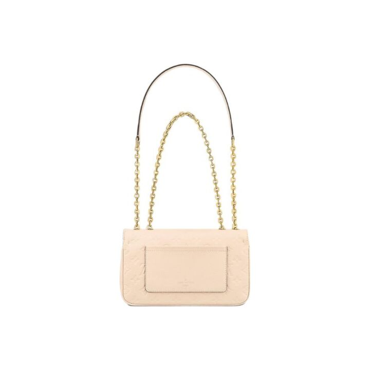 LOUIS VUITTON Marceau  标志性S-lock锁扣链条 压纹粒面牛皮革 单肩斜挎包 女款 奶白色