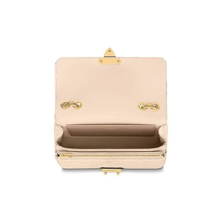 LOUIS VUITTON Marceau  标志性S-lock锁扣链条 压纹粒面牛皮革 单肩斜挎包 女款 奶白色