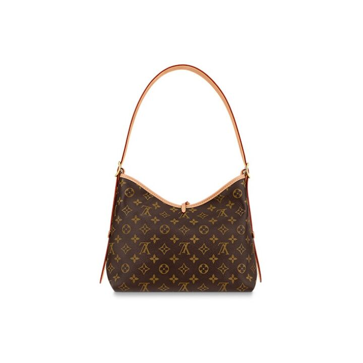 LOUIS VUITTON Carryall PM 经典老花满印 涂层帆布拼牛皮饰边 子母包手提单肩包 小号 女款 棕色