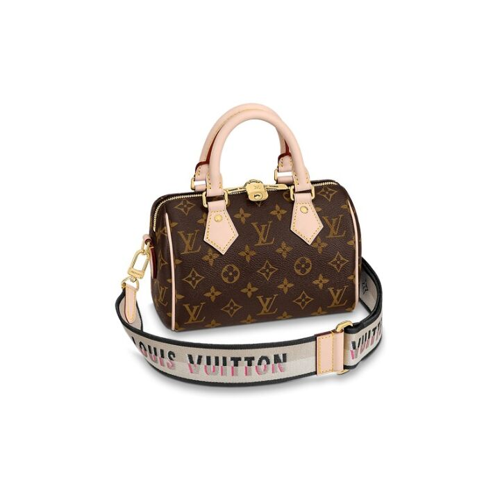 LOUIS VUITTON Speedy 20 经典老花可拆卸可调节肩带 帆布拼牛皮饰边 手提包单肩包斜挎包 女款 黑色