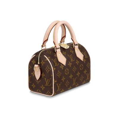 LOUIS VUITTON Speedy 20 经典老花可拆卸可调节肩带 帆布拼牛皮饰边 手提包单肩包斜挎包 女款 黑色