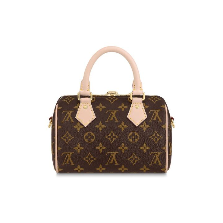 LOUIS VUITTON Speedy 20 经典老花可拆卸可调节肩带 帆布拼牛皮饰边 手提包单肩包斜挎包 女款 黑色