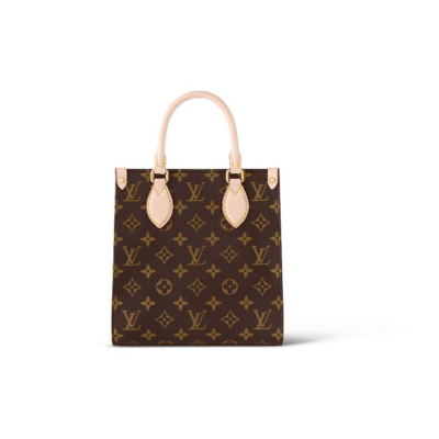 LOUIS VUITTON Sac Plat BB经典老花满印新增搭扣内衬袋 涂层帆布拼小牛皮饰边 琴谱包单肩斜挎手提包 小号 女款 棕色