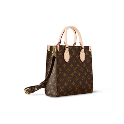 LOUIS VUITTON Sac Plat BB经典老花满印新增搭扣内衬袋 涂层帆布拼小牛皮饰边 琴谱包单肩斜挎手提包 小号 女款 棕色