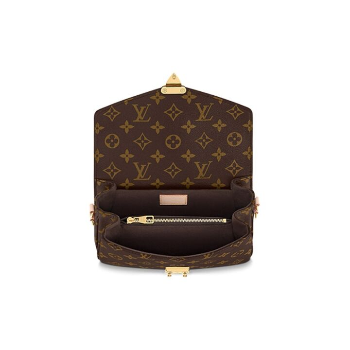 LOUIS VUITTON Pochette Metis East West 经典老花可拆卸肩带 涂层帆布拼牛皮革饰边 邮差包手提斜挎单肩包 女款 棕色
