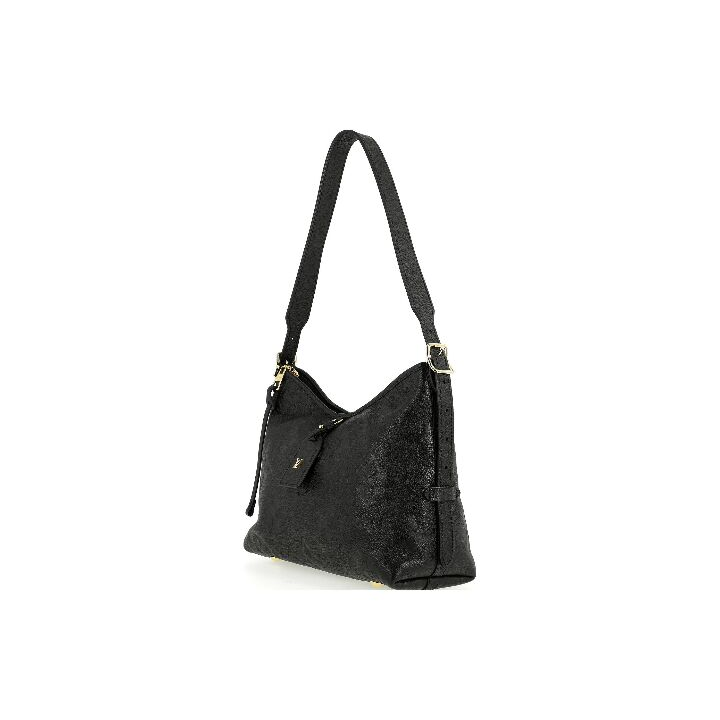 LOUIS VUITTON Carryall PM 金色五金可调节肩带拉链开合压花 柔软粒面牛皮革 手提单肩包 小号 女款 黑色