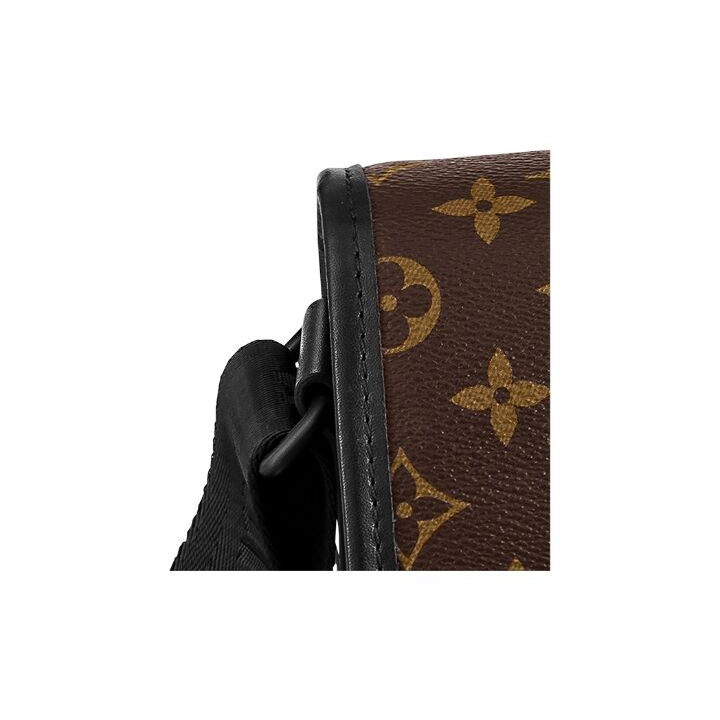 LOUIS VUITTON Archy 系列 老花满印可调节肩带磁性翻盖封口 涂层帆布拼牛皮革饰边 邮差包单肩斜挎包 中号 男款 棕色