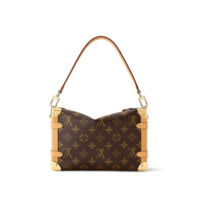 LOUIS VUITTON Trunk 可拆卸可调节肩带经典老花 帆布拼牛皮革饰边 软盒子单肩斜挎手提包 中号 女款 棕色