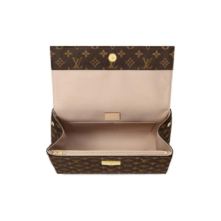 LOUIS VUITTON Cluny 老花满印可拆卸肩带 涂层帆布拼牛皮饰边 单肩斜挎手提包 中号 女款 棕色