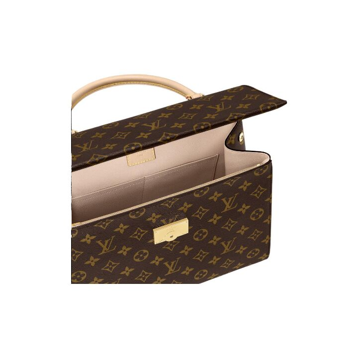 LOUIS VUITTON Cluny 老花满印可拆卸肩带 涂层帆布拼牛皮饰边 单肩斜挎手提包 中号 女款 棕色