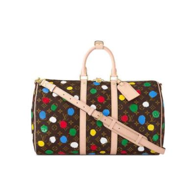 LOUIS VUITTON x Yayoi Kusama草间弥生 联名款 KEEPALL 45系列 大容量拉链开合可拆卸可调节肩带手提单肩斜挎旅行包 女款 多色