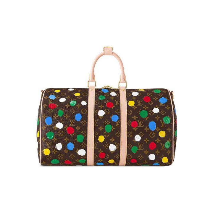 LOUIS VUITTON x Yayoi Kusama草间弥生 联名款 KEEPALL 45系列 大容量拉链开合可拆卸可调节肩带手提单肩斜挎旅行包 女款 多色