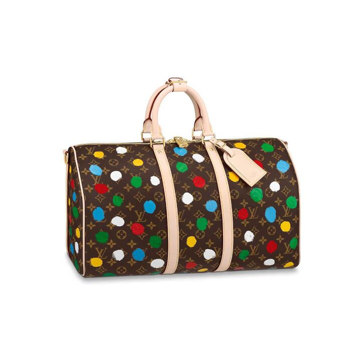 LOUIS VUITTON x Yayoi Kusama草间弥生 联名款 KEEPALL 45系列 大容量拉链开合可拆卸可调节肩带手提单肩斜挎旅行包 女款 多色