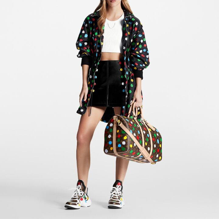LOUIS VUITTON x Yayoi Kusama草间弥生 联名款 KEEPALL 45系列 大容量拉链开合可拆卸可调节肩带手提单肩斜挎旅行包 女款 多色