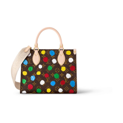 LOUIS VUITTON x Yayoi Kusama草间弥生 联名款 ONTHEGO 老花满印 帆布拼牛皮革 子母包托特包Tote包购物袋手提包 小号 女款 多色