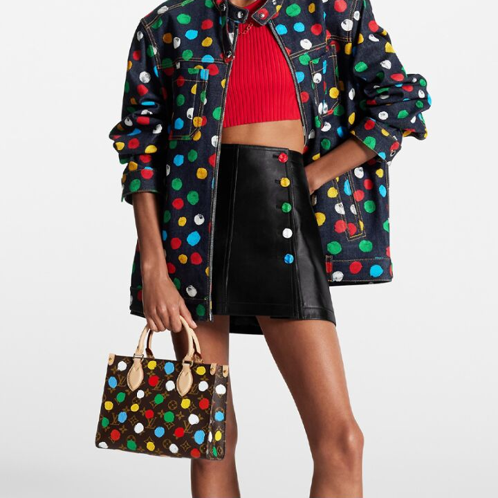LOUIS VUITTON x Yayoi Kusama草间弥生 联名款 ONTHEGO 老花满印 帆布拼牛皮革 子母包托特包Tote包购物袋手提包 小号 女款 多色