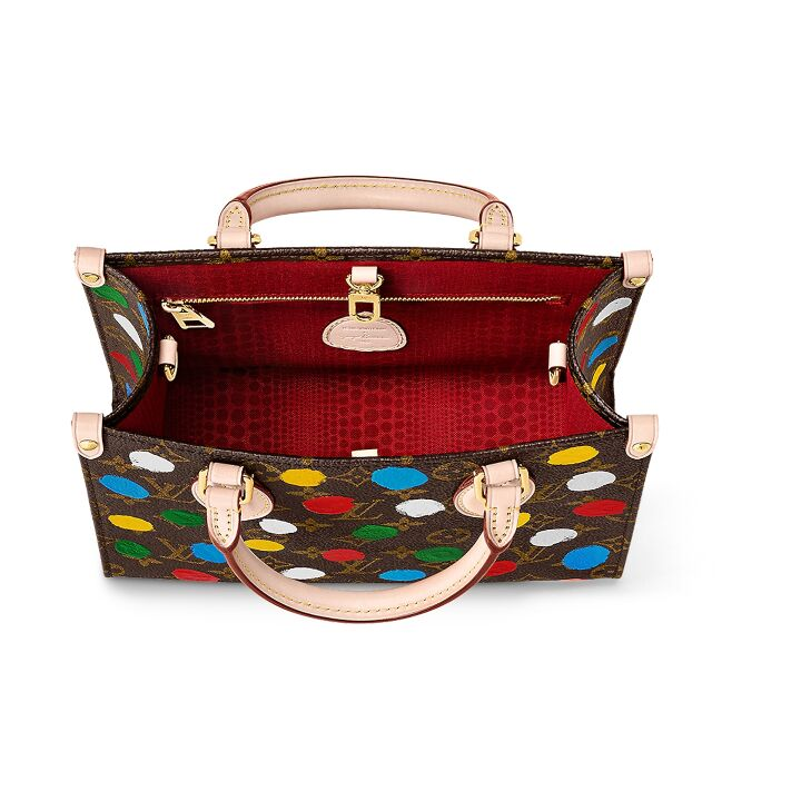 LOUIS VUITTON x Yayoi Kusama草间弥生 联名款 ONTHEGO 老花满印 帆布拼牛皮革 子母包托特包Tote包购物袋手提包 小号 女款 多色