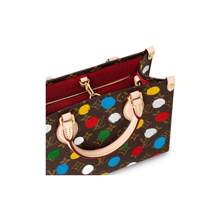 LOUIS VUITTON x Yayoi Kusama草间弥生 联名款 ONTHEGO 老花满印 帆布拼牛皮革 子母包托特包Tote包购物袋手提包 小号 女款 多色