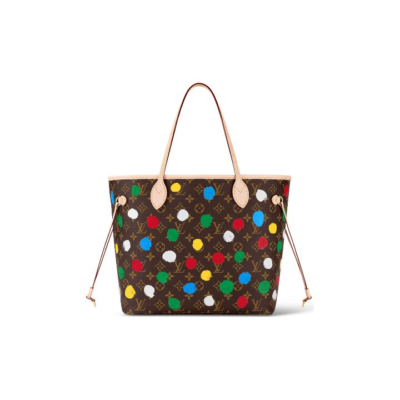 LOUIS VUITTON x Yayoi Kusama草间弥生 联名款 NEVERFULL MM 老花满印 涂层帆布 托特包Tote包购物袋手提包 中号 女款 多色