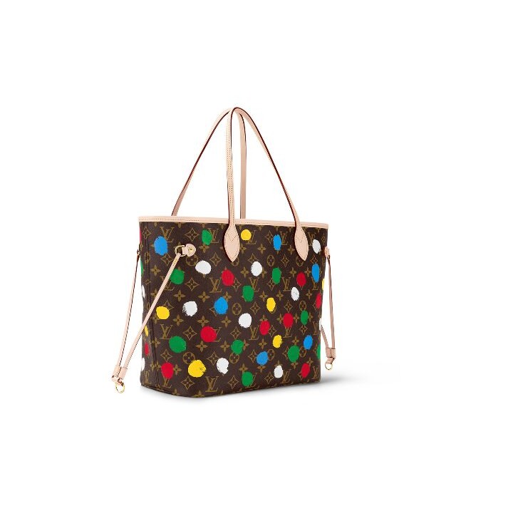 LOUIS VUITTON x Yayoi Kusama草间弥生 联名款 NEVERFULL MM 老花满印 涂层帆布 托特包Tote包购物袋手提包 中号 女款 多色