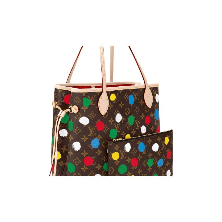 LOUIS VUITTON x Yayoi Kusama草间弥生 联名款 NEVERFULL MM 老花满印 涂层帆布 托特包Tote包购物袋手提包 中号 女款 多色