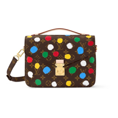 LOUIS VUITTON x Yayoi Kusama草间弥生 联名款 Pochette Metis 老花满印扭锁开合 牛皮拼帆布 手提单肩斜挎包 女款 多色