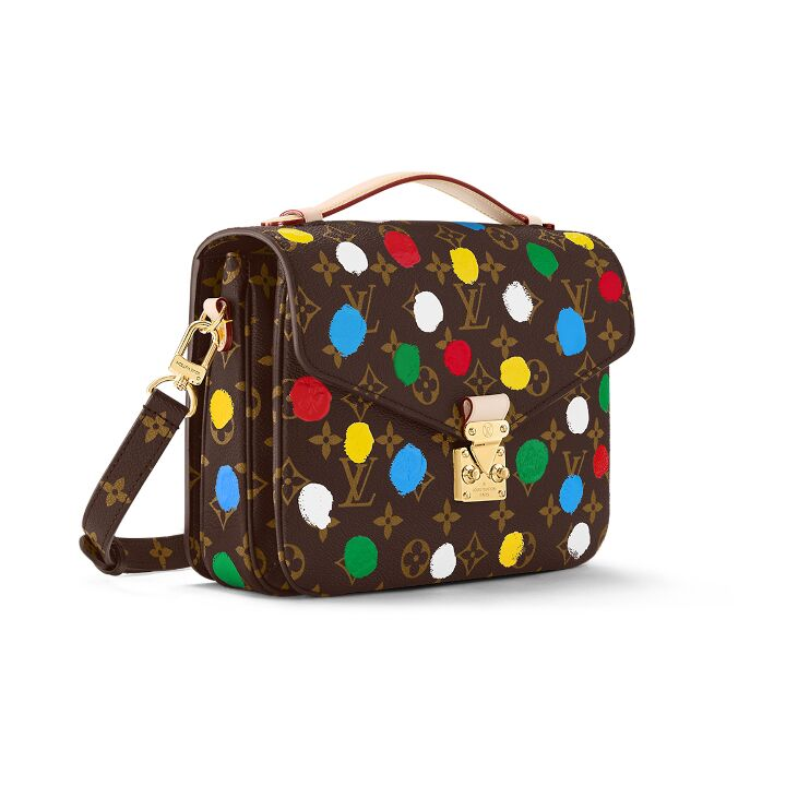 LOUIS VUITTON x Yayoi Kusama草间弥生 联名款 Pochette Metis 老花满印扭锁开合 牛皮拼帆布 手提单肩斜挎包 女款 多色